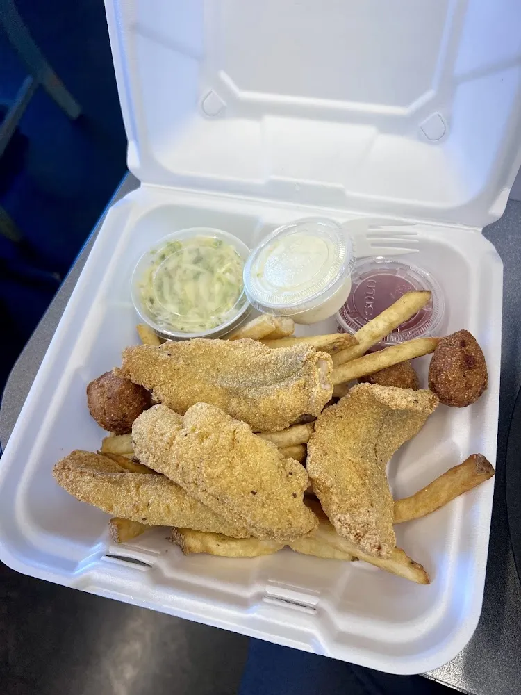 Fried Fish French Fries Hush Puppies