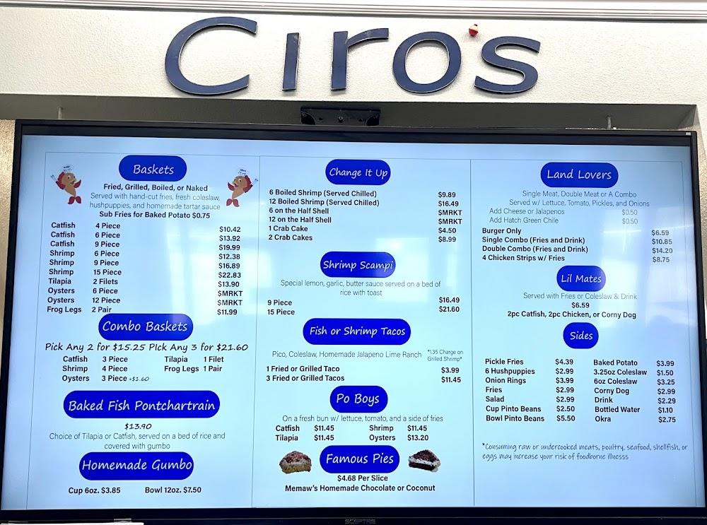 Ciro's Seafood Menu image 3